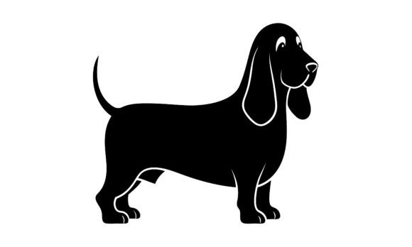 Black Silhouette Basset Hound Dog