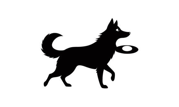 Black Silhouette Dog Playing with Frisbee Review