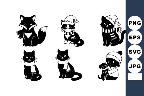 Cute Black Fox Cats Winter Hats Embroidery