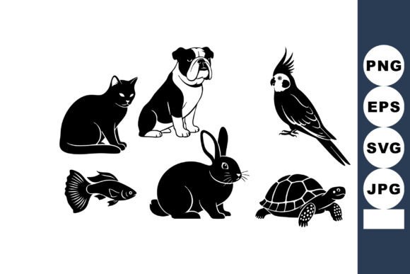 Domestic Animal Silhouettes Vector Review