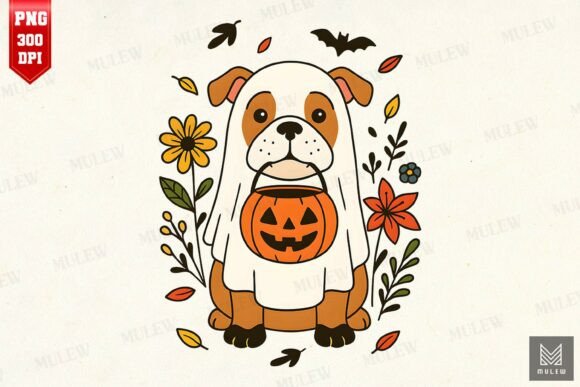 Halloween America Bulldog Flowers PNG Review