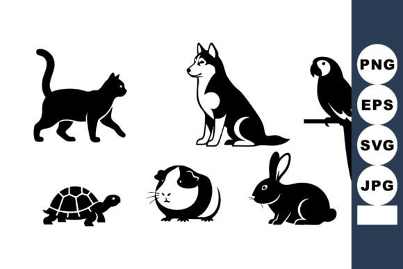 Household Pets Silhouettes Vector Review