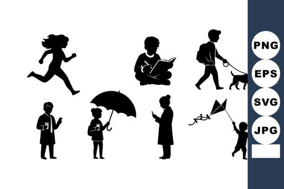 Silhouette Children Playing Vector Review