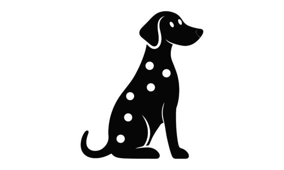Sitting Dalmatian Dog Black Silhouette