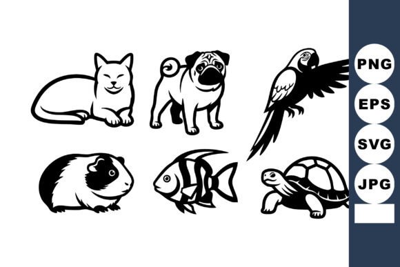 Six Pet Animals Black White Review