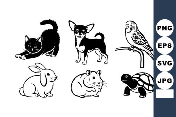 Small Animals Black White Vector Review